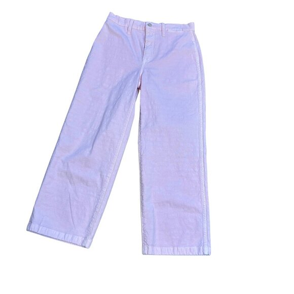 J Crew Pink Slim Wide Leg High Rise Cropped Jeans Size 27 - Picture 1 of 11